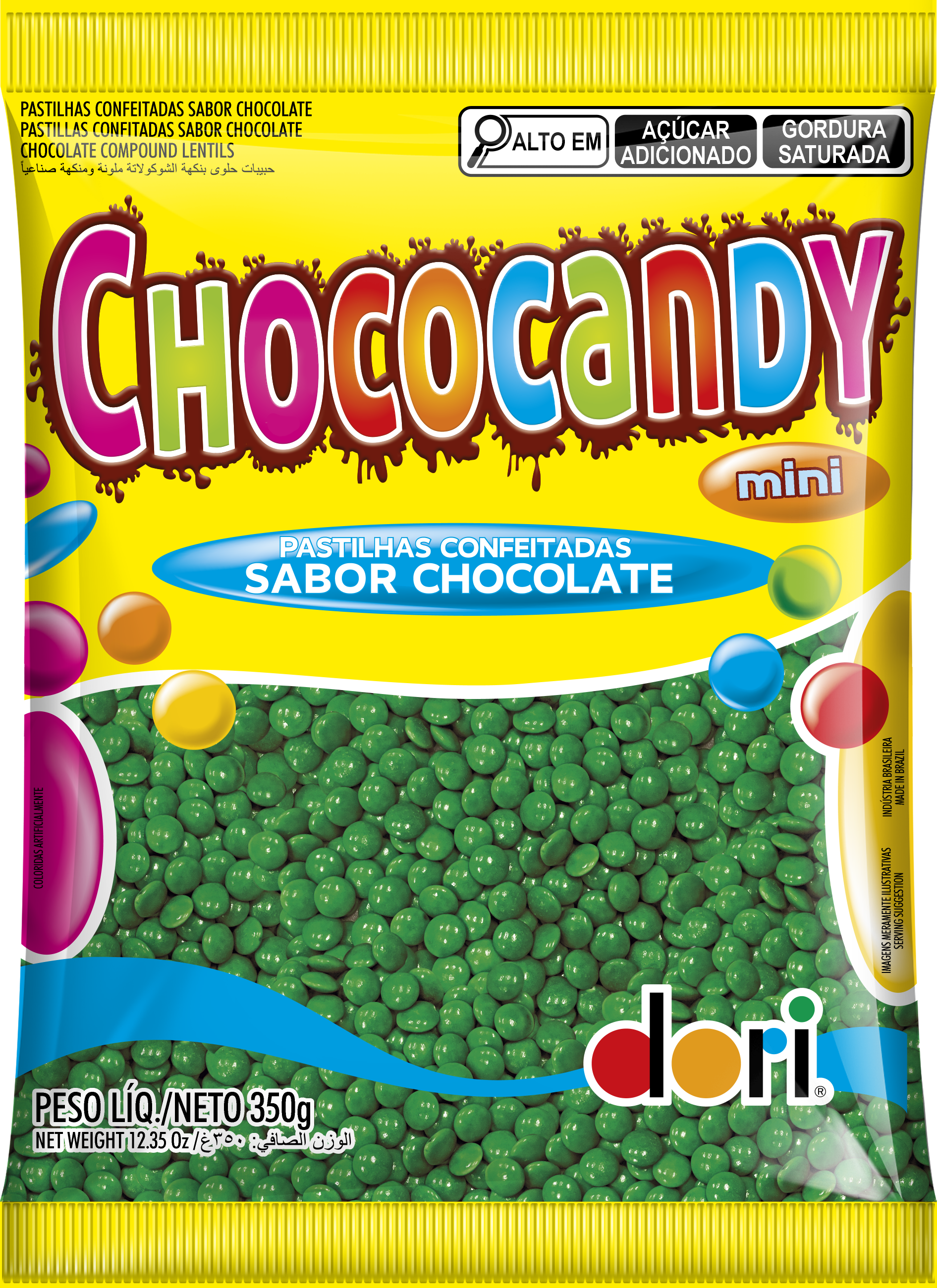 Chococandy Pastilha Confeitada Verde 350g 1 Chococandy Pastilha Confeitada Verde 350g