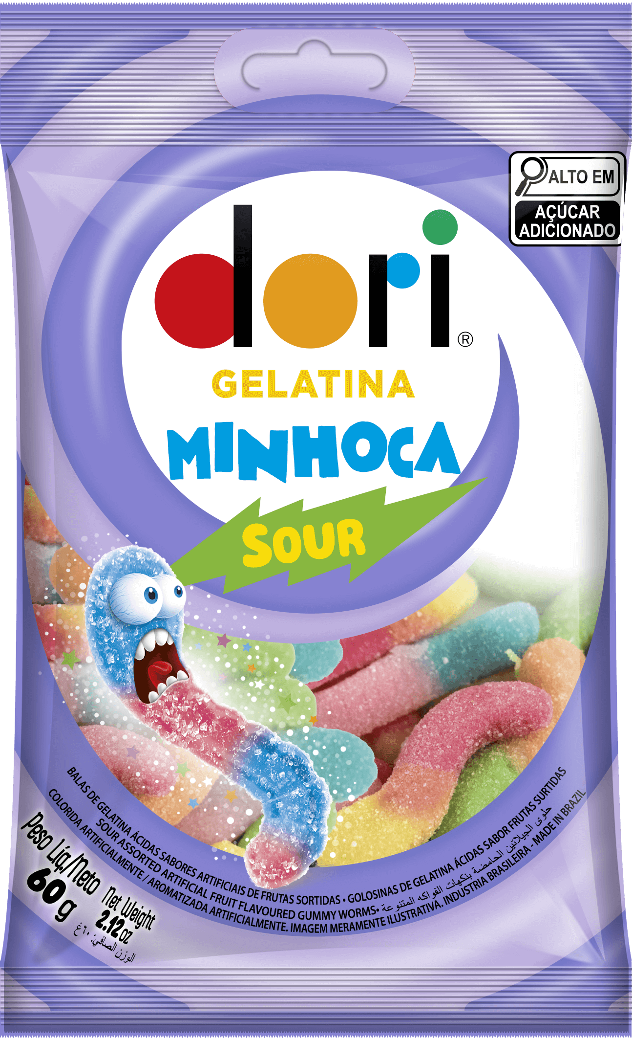 Dori Gelatina Minhoca Ácida 60g 1 Dori Gelatina Minhoca Ácida 60g