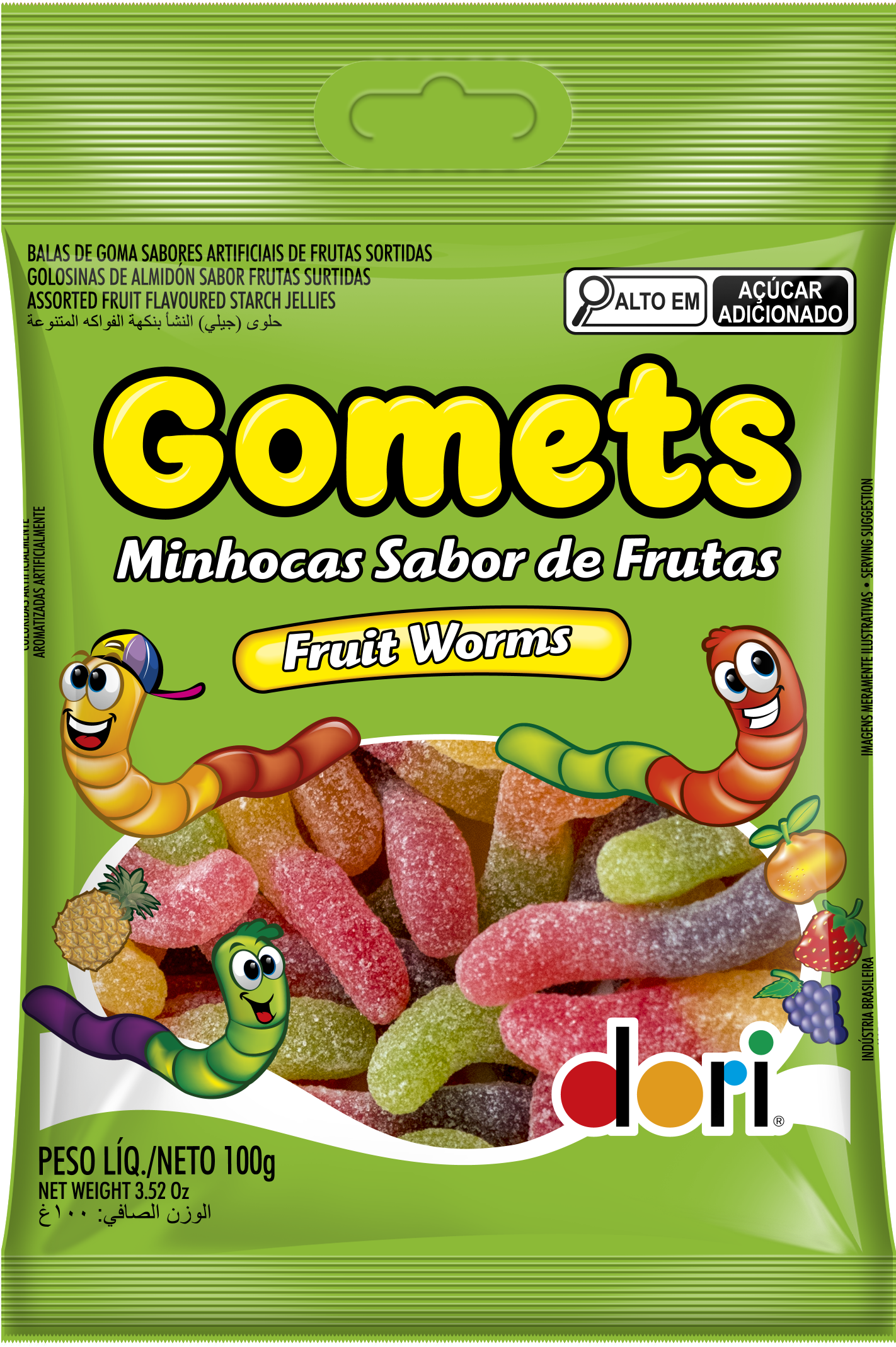 Goma Minhoca Frutas 100g 1 Goma Minhoca Frutas 100g