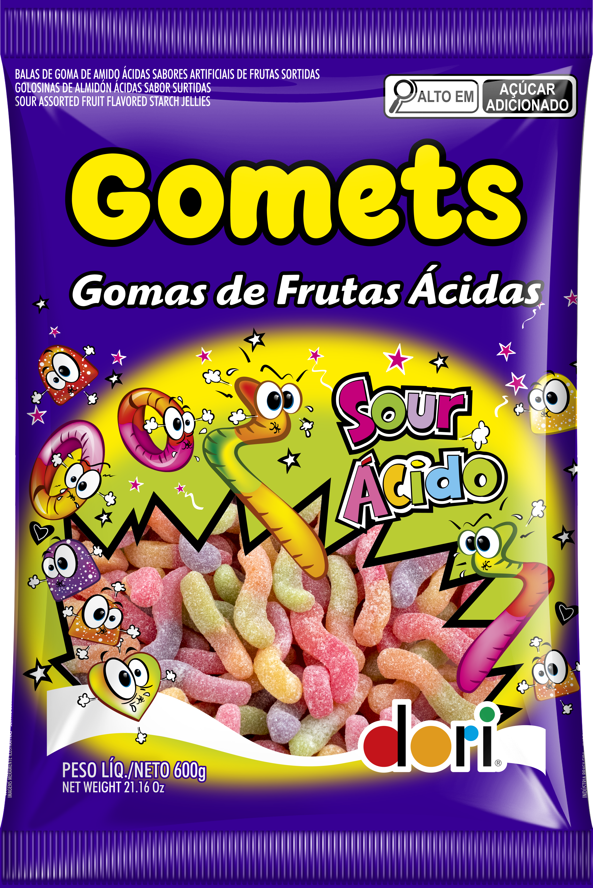 Goma Minhoca Frutas Ácidas 600g 1 Goma Minhoca Frutas Ácidas 600g