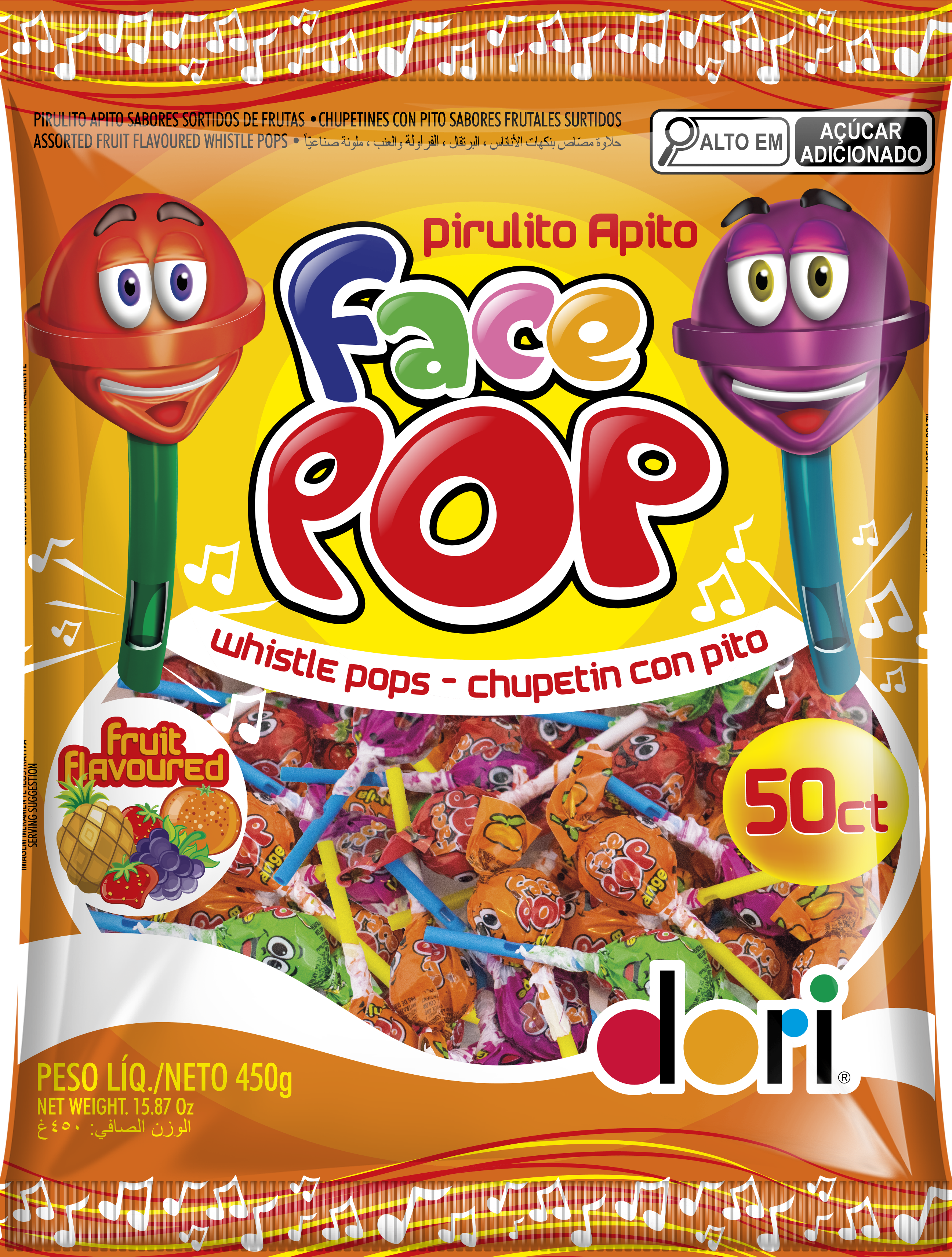 Pirulito Facepop 450g 1 Pirulito Facepop 450g
