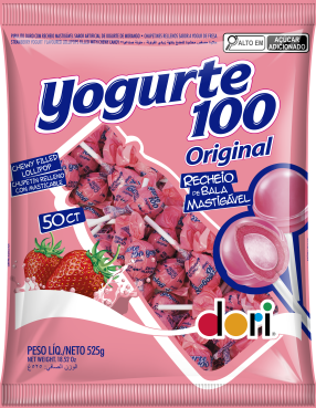 Pirulito Recheio Mastigável Yogurte100 Original 525g