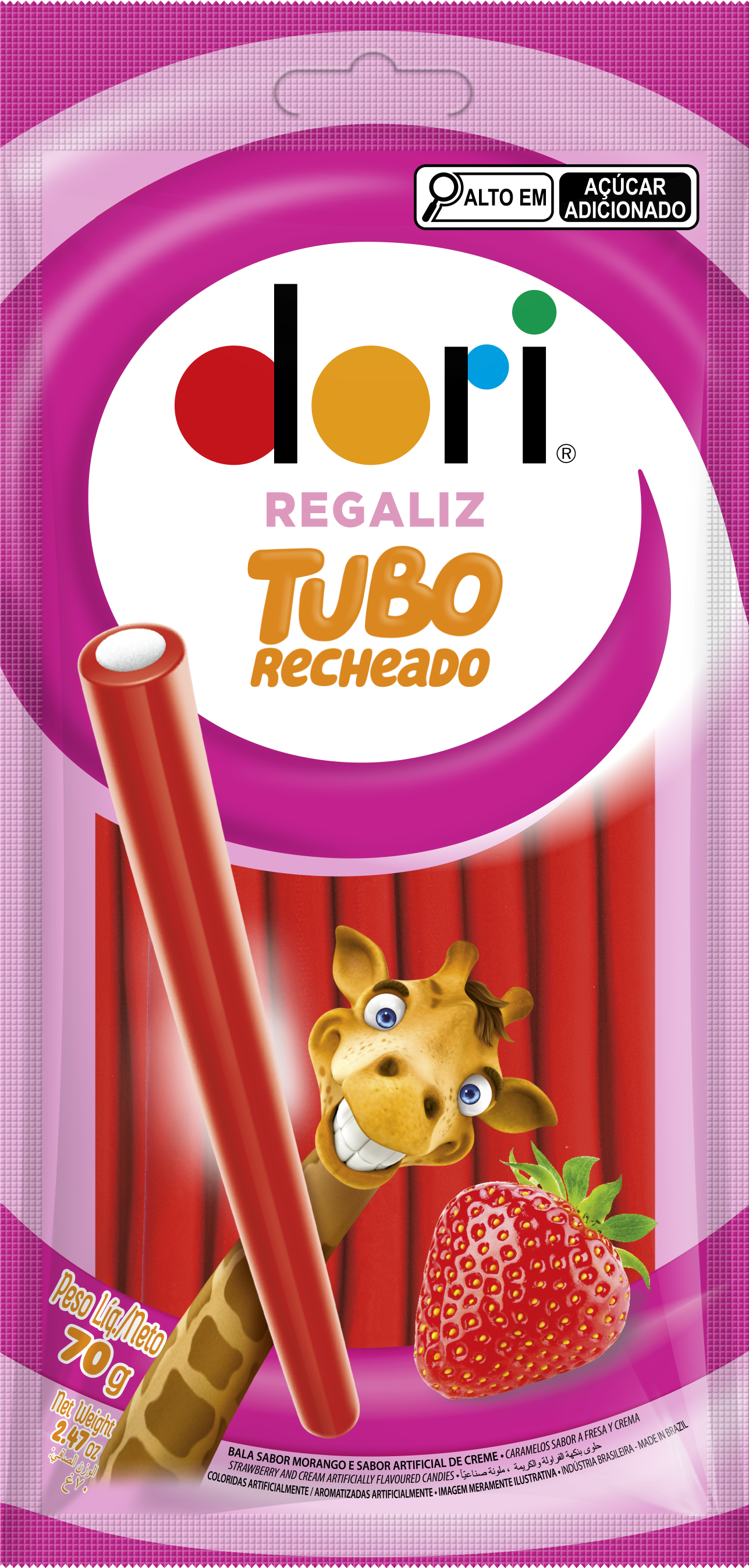 Dori Tubo Recheado Morango 70g 1 Dori Tubo Recheado Morango 70g