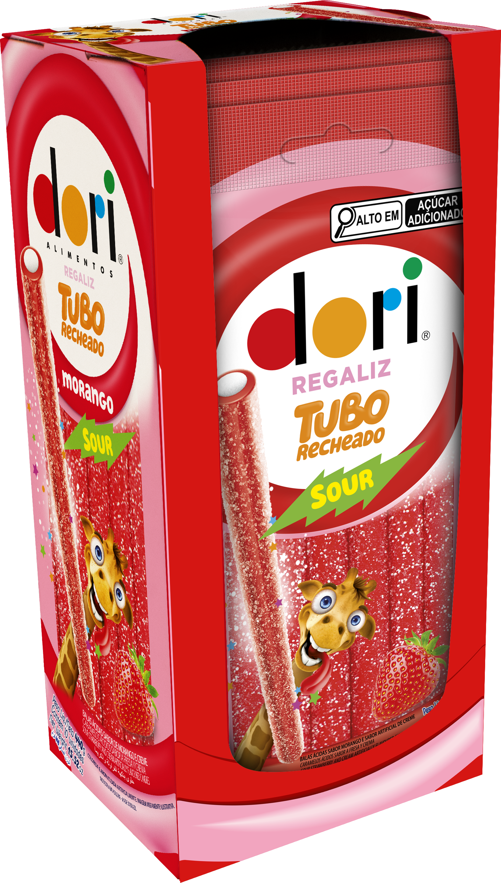 Dori Tubo Recheado Morango Ácido 70g 2 Dori Tubo Recheado Morango Ácido 70g - Imagem 2