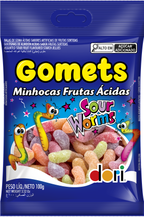 Goma Minhoca Frutas Ácidas 100g
