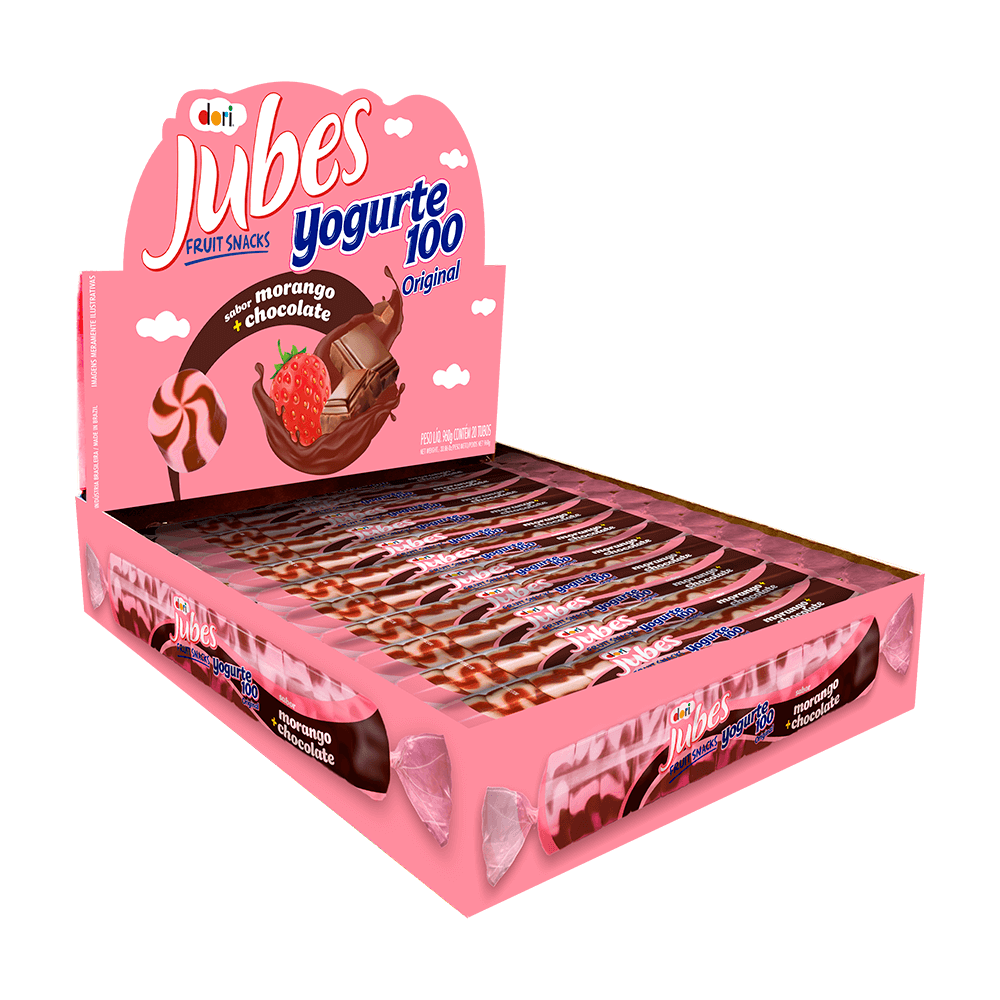 Jubes Fruit Snacks Yogurte 100 Morango com Chocolate 48g 2 Jubes Fruit Snacks Yogurte 100 Morango com Chocolate 48g