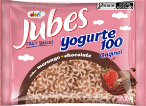 Jubes Fruit Snacks Yogurte 100 Morango com Chocolate 300g