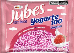 Jubes Fruit Snacks Yogurte 100 Morango com Creme 300g