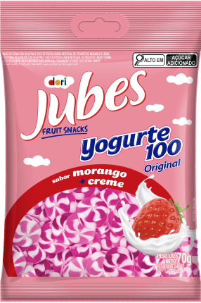 Jubes Fruit Snacks Yogurte 100 Morango com Creme 70g